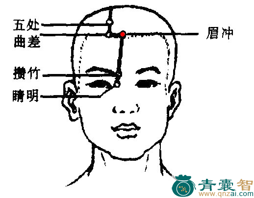 眉冲穴的主治功效位置图解-青囊智